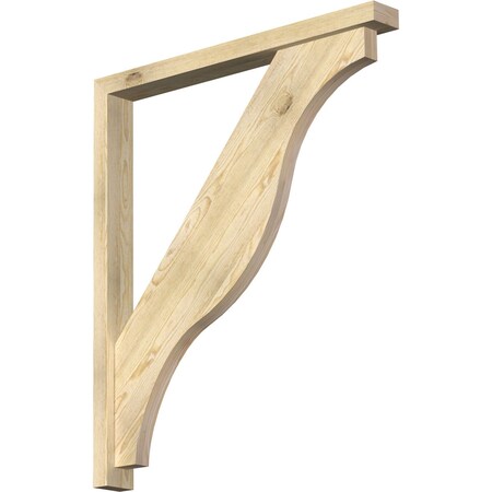 Ekena Millwork Funston Block Rough Sawn Bracket w/ Offset Brace, Douglas Fir, 4"W x 38"D x 44"H BKT0402X38X44FST05RDF